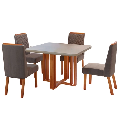 Conjunto de Mesa Bom Pastor Ghaia com 4 Cadeiras Vigor Luxo