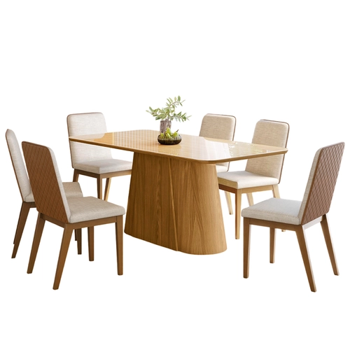 Conjunto de Mesa Henn Olívia com 6 Cadeiras Pietra
