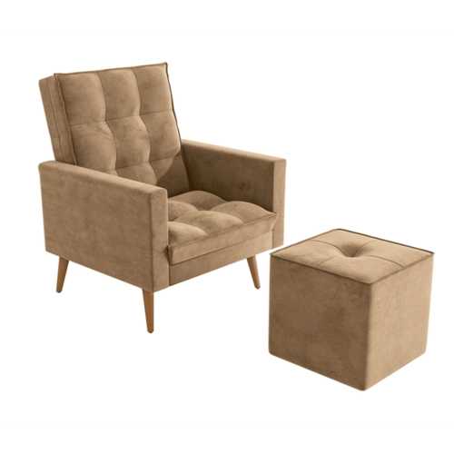 Poltrona Decorativa Kappesberg Jade com Puff