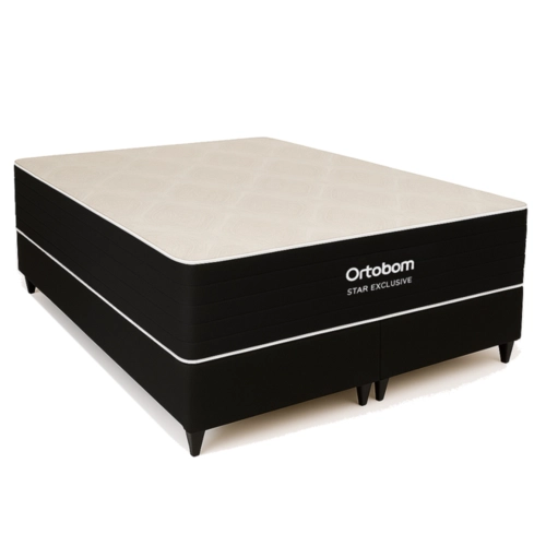Cama Box Queen Ortobom Star Exclusive com Base Sommier Linho 158X198X78