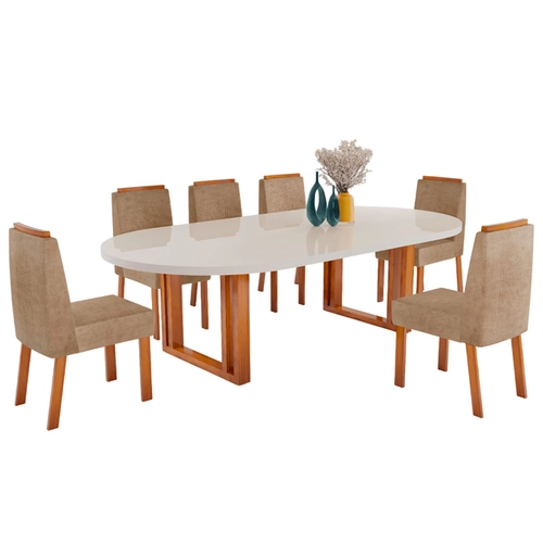 Conjunto de Mesa Bom Pastor Fluence com 6 Cadeiras Novita Luxo