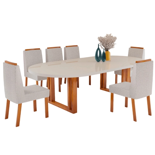 Conjunto de Mesa Bom Pastor Fluence com 6 Cadeiras Novita Luxo