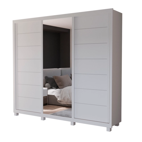 Guarda-Roupa Bom Pastor Elegante Estilo 3 Portas 6 Gavetas com Espelho