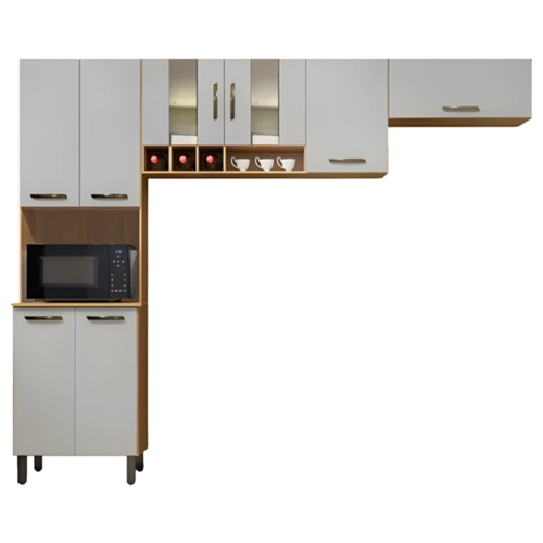 Armário de Cozinha Modular Valdemóveis Zafira 8 Portas com Nicho