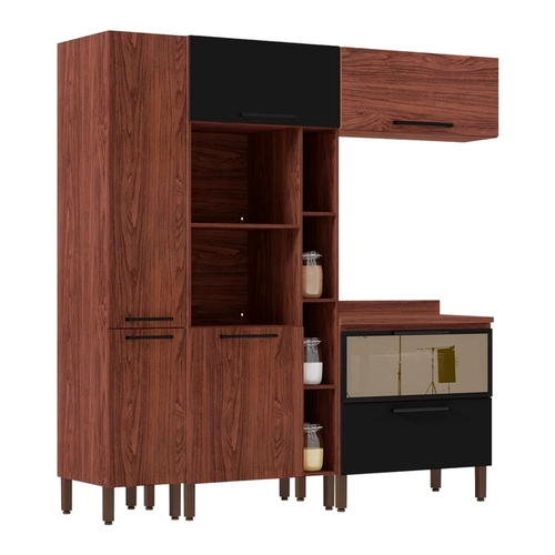 Armário de Cozinha Modulada Kits Paraná Viv Concept 6 Portas e 1 Gaveta