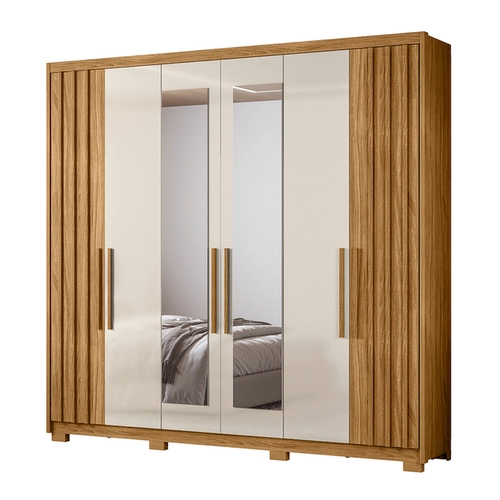 Guarda-Roupa Casal Moval Atlanta 6 Portas 4 Gavetas com Espelho