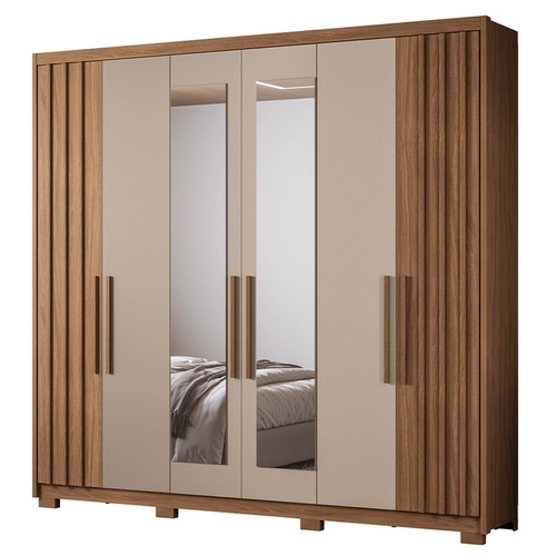 Guarda-Roupa Casal Moval Atlanta 6 Portas 4 Gavetas com Espelho