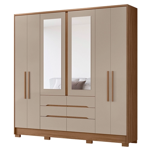 Guarda-Roupa Casal Moval San Francisco 6 Portas 6 Gavetas com Espelho