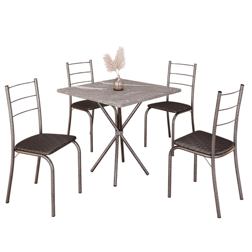 Conjunto de Mesa Móveis Teixeira Maricá com 4 Cadeiras 70cmx70cm