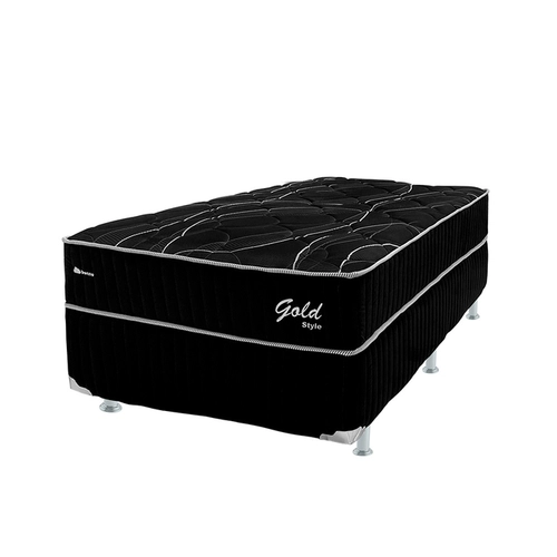 Cama Box Solteirão Bonno Gold Style Black Molas Ensacadas 108x198x70cm