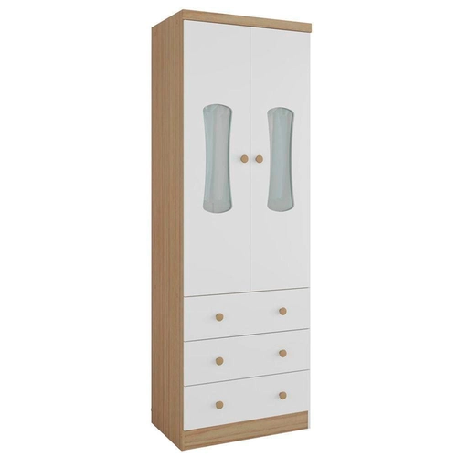Guarda-Roupa Infantil Peroba Luna 2 Portas 3 Gavetas