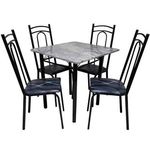 Conjunto de Mesa Thais Móveis Quadrada com 4 Cadeiras