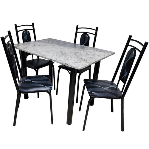 Conjunto de Mesa Thais Móveis Retangular com 4 Cadeiras
