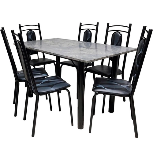 Conjunto de Mesa Thais Móveis Retangular com 6 Cadeiras