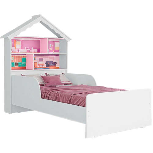 Cama Tuboarte Infantil Laura com Cabeceira Casa de Boneca