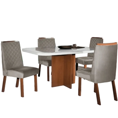 Conjunto de Mesa Bom Pastor Alfa com 4 Cadeiras Vigor Luxo
