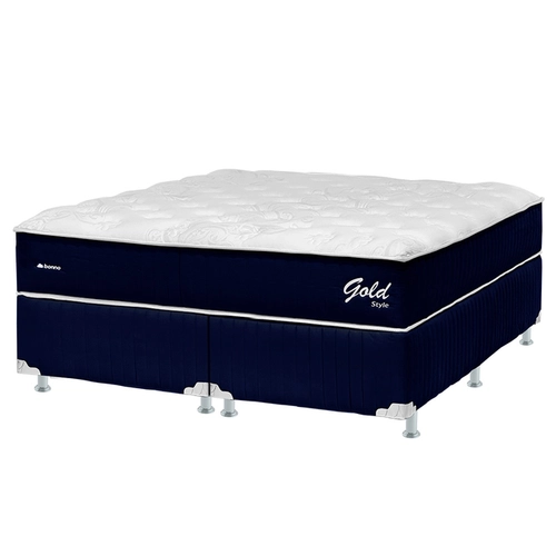 Cama Box Queen Bonno Gold Style Blue Molas Ensacadas 158x198x70cm