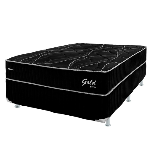 Cama Box Casal Bonno Gold Style Black Molas Ensacadas 138x188x70cm