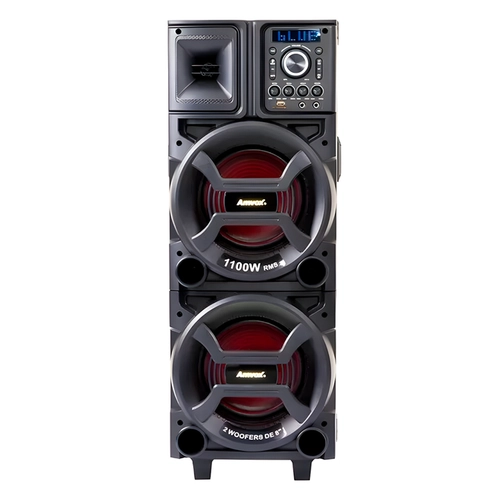 Caixa De Som Amplificada Amvox Bluetooth Aca 1101 Duplo 8'' Black