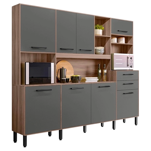 Armário de Cozinha Compacta Nicioli Hortelã 8 Portas 2 Gavetas