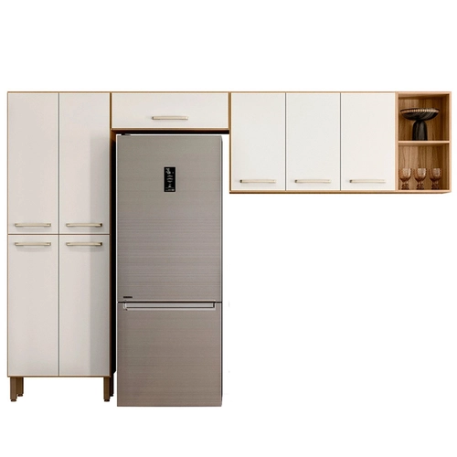 Armário de Cozinha Compacta Nicioli Estilo 8 Portas e Nicho