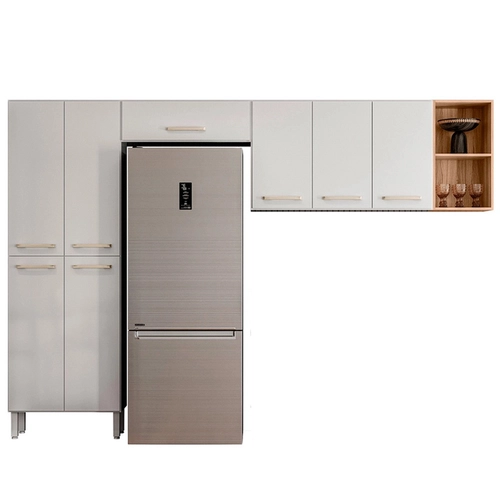 Armário de Cozinha Compacta Nicioli Estilo 8 Portas e Nicho