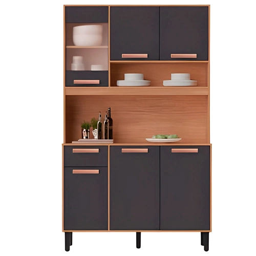 Armário de Cozinha Modulada Itatiaia Nápoles 6 Portas com 1 de Vidro 1 Gaveta