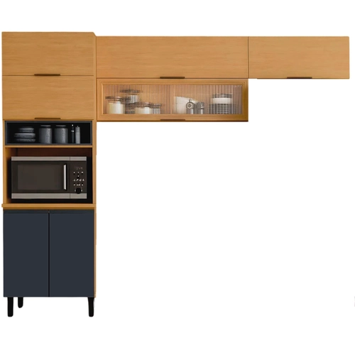 Armário de Cozinha Modulada Itatiaia Namur 7 Portas 1 com Vidro e Nicho