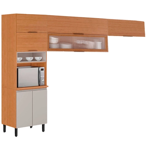 Armário de Cozinha Modulada Itatiaia Namur 7 Portas 1 com Vidro e Nicho