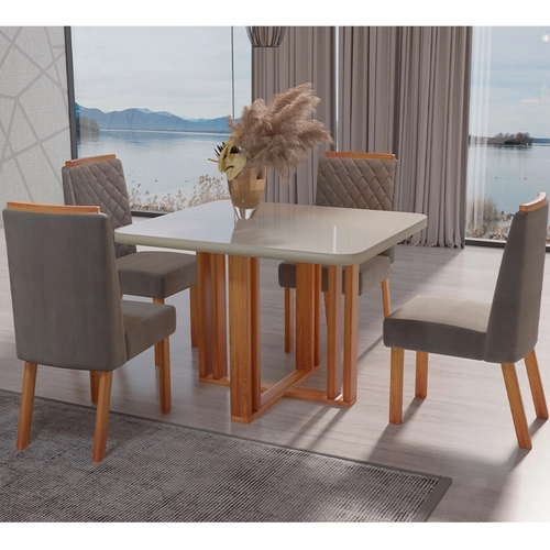 Conjunto de Mesa Bom Pastor Ghaia com 4 Cadeiras Vigor Luxo