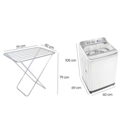 Kit Lavanderia: Máquina de Lavar Panasonic 14kg + Varal Alumínio Mor