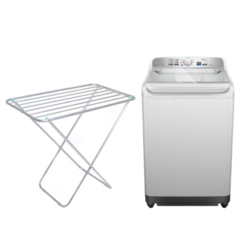 Kit Lavanderia: Máquina de Lavar Panasonic 14kg + Varal Alumínio Mor