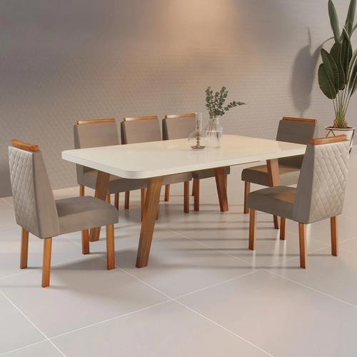 Conjunto de Mesa Bom Pastor Firenze com 6 Cadeiras Alana Luxo
