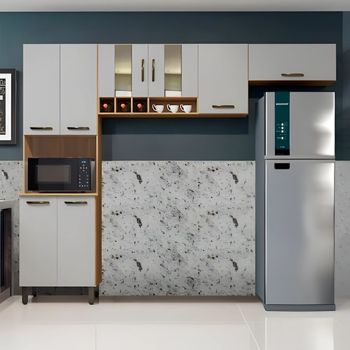 Armário de Cozinha Modular Valdemóveis Zafira 8 Portas com Nicho