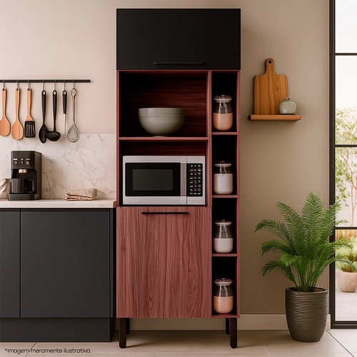 Paneleiro Kits Paraná Viv Concept Forno Duplo 2 Portas e Nichos Laterais