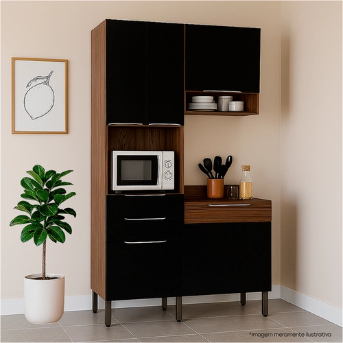 Armário de Cozinha Modulada Kits Paraná Viv Luz 5 Portas 2 Gavetas