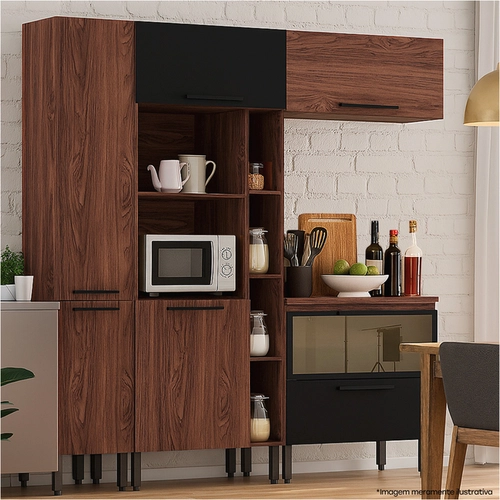 Armário de Cozinha Modulada Kits Paraná Viv Concept 6 Portas e 1 Gaveta