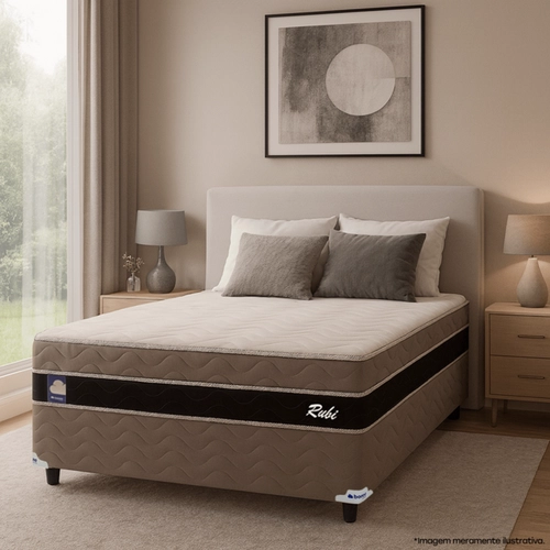 Cama Box Casal Conjugada Bonno Rubi Molas Ensacadas 138x188x66cm