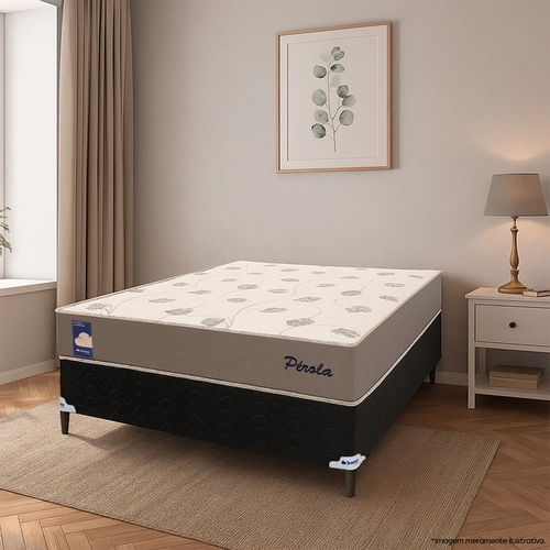 Cama Box Casal Conjugada Bonno Pérola Semiortopédica 138x188x53cm