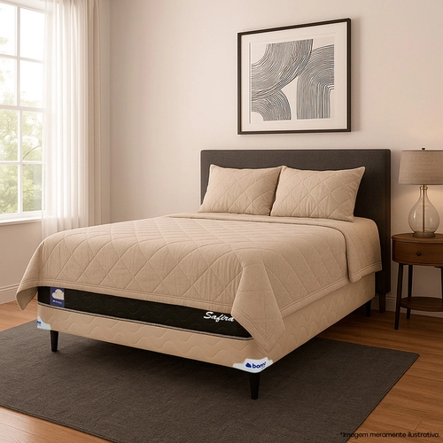 Cama Box Casal Conjugada Bonno Safira com Pillow Top 138x188x66cm