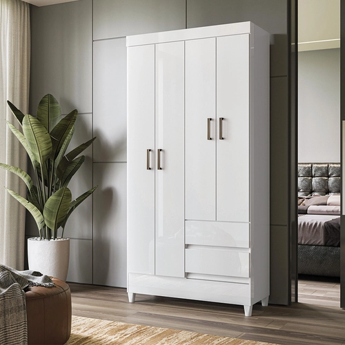 Guarda-Roupa Solteiro Santos Andirá Fit 4 Portas 2 Gavetas