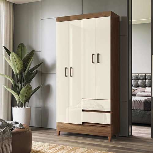 Guarda-Roupa Solteiro Santos Andirá Fit 4 Portas 2 Gavetas