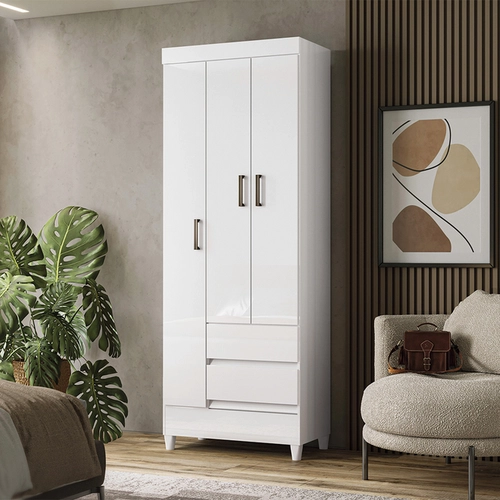 Guarda-Roupa Solteiro Santos Andirá Fit 3 Portas 2 Gavetas