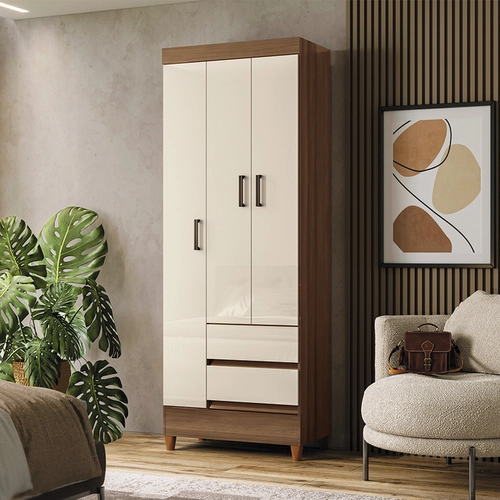 Guarda-Roupa Solteiro Santos Andirá Fit 3 Portas 2 Gavetas