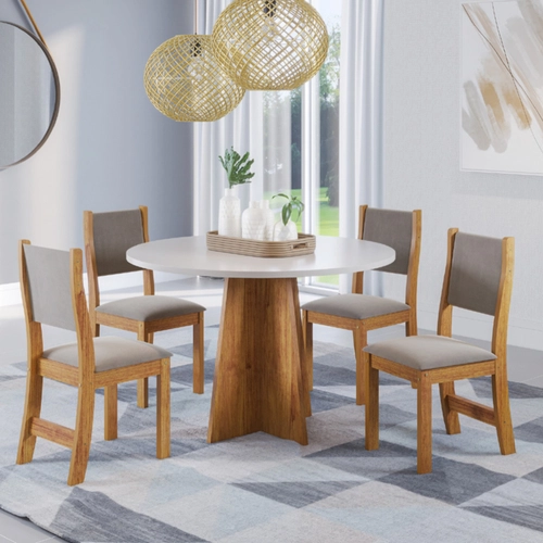 Conjunto de Mesa Viero Slin com 4 Cadeiras Sol