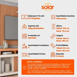 Rack Caemmun Life com Painel para TV 65 Polegadas
