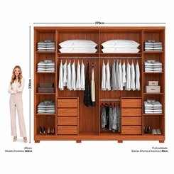 Guarda-Roupa Casal Aramóveis Canadá 6 Portas 8 Gavetas