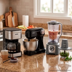 Kit Cozinha Arno 4 em 1: Batedeira, Cafeteira, Mini Processador e Liquidificador