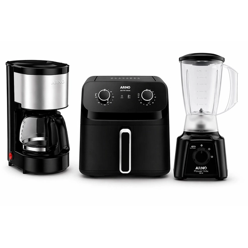 Kit Cozinha Arno 3 em 1: Air Fryer, Cafeteira e Liquidificador