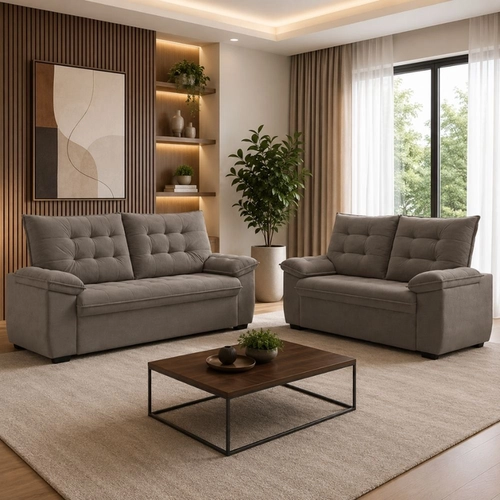 Conjunto Sofá Best House Bertioga Slim 2 e 3 Lugares